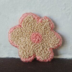 New hair clip 100% hand embroidered by me rose pink and champagne flower